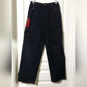 Vintage Glams Fitted Black Pants, Red detailing